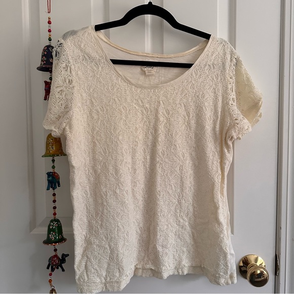 Levi’s Women’s White Lace Short Sleeve Top Large - Picture 1 of 7